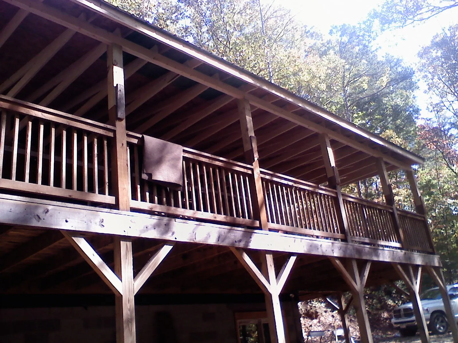 Timber framing under a new elevated porch and deck — Roof Leak Repair in Laketon by Roofing Brothers